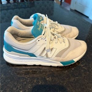 New Balance White and Teal Sneakers 997 H size 9.5